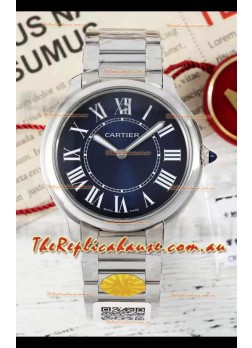 Cartier Ronde Must 36MM Swiss Quartz Blue Dial 1:1 Mirror Swiss Replica Watch 