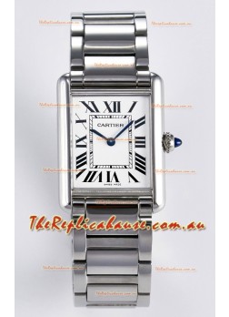 Tank Must De Cartier Super Clone Swiss Replica Watch 33.7MM White Dial