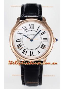 Ronde Louis Cartier Super Clone 36MM Rose Gold Watch in Swiss Quartz Movement