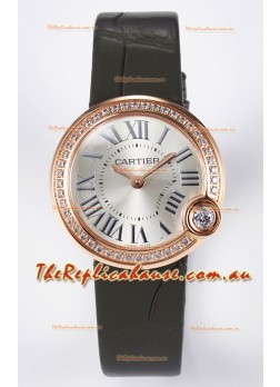 Ballon Blanc De Cartier Super Clone Watch 30MM in Rose Gold Casing Green Strap