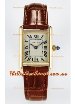 Tank Must Cartier Super Clone Edition 29MM Watch in Yellow Gold Casing 