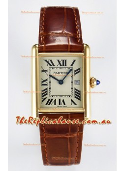Tank Must Cartier Super Clone Edition 33.7 Watch in Yellow Gold Casing 