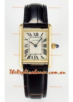 Tank Must Cartier Super Clone Edition 29MM Watch in Yellow Gold Casing 