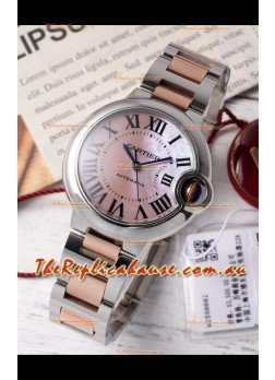 Ballon De Cartier Swiss Automatic Pink Pearl Dial Mirror Quality 33MM in Two Tone Casing
