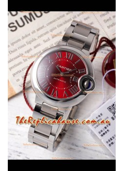 Ballon De Cartier Swiss Automatic Red Dial Mirror Quality 33MM in Stainless Steel 