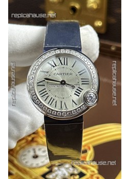 Ballon Blanc De Cartier Swiss Quartz Replica Watch in Steel Casing Fabric Strap