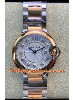 Ballon De Cartier Swiss Quartz 1:1 Mirror Quality 28MM in 2 Tone Rose Gold Casing