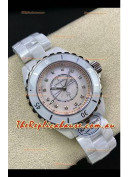 Chanel J12 Ladies White Ceramic Casing Pearl Dial Watch 1:1 Mirror Replica Watch