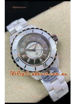 Chanel J12 Ladies White Ceramic Casing 2 Tone Dial Watch 1:1 Mirror Replica Watch