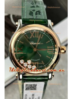 Chopard Super Clone Happy Sport Rose Gold Watch in Green Dial - Automatic Movement 36MM