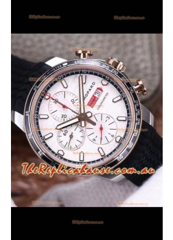 Chopard Classic Racing Chronograph 1:1 Mirror Replica Watch in Steel Casing - White Dial