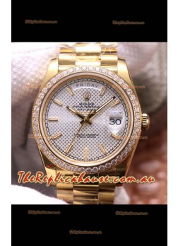 Rolex Day Date Presidential 904L Steel Yellow Gold 40MM - White Steel Dial 1:1 Mirror Quality Watch
