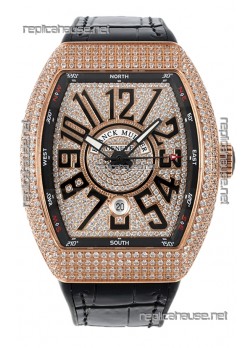Franck Muller Vanguard V45 Edition in Rose Gold Plating - Black Numerals 