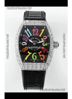 Franck Muller Vanguard V32 Black Dial - Color Dreams with Diamonds Casing Swiss Replica
