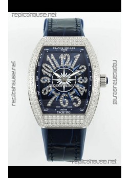 Franck Muller Vanguard V32 Blue Dial - Diamonds Casing Swiss Replica Watch