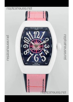 Franck Muller Vanguard Yachting V32 Ceramic Casing Pink Dial/Strap Swiss Replica Watch 