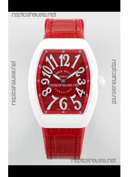 Franck Muller Vanguard Yachting V32 Ceramic Casing Red Dial/Strap Swiss Replica Watch 