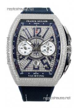 Franck Muller Vanguard V45 Chronograph 904L Steel Diamonds Embedded Dial Swiss Replica