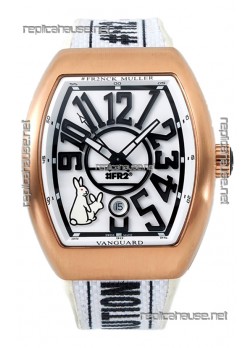 Franck Muller "Fr2nck" Vanguard Rabbit Edition Swiss Replica Watch in Rose Gold Casing