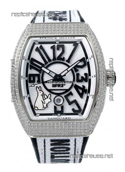 Franck Muller "Fr2nck" Vanguard Rabbit Edition Swiss Replica Watch in Diamonds Bezel