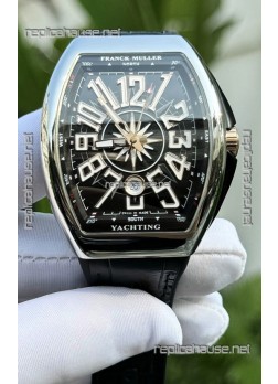 Franck Muller Super Clone Vanguard V45 Yachting Stainless Steel Black Dial Watch