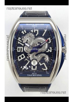 Franck Muller Vanguard Super Clone Yachting Dragon V45 Blue Dial Stainless Steel Case Watch 