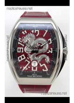 Franck Muller Vanguard Super Clone Yachting Dragon V45 Red Dial Stainless Steel Case Watch 