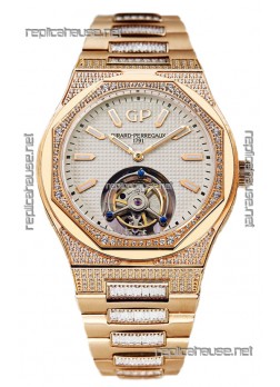 Girard Perregaux Laureato Tourbillon 1:1 Mirror Swiss Replica Watch Rose Gold Casing 
