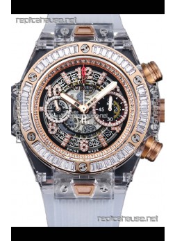 Hublot Big Bang Unico Sapphires Casing 1:1 Mirror Edition Swiss Replica Watch White Strap