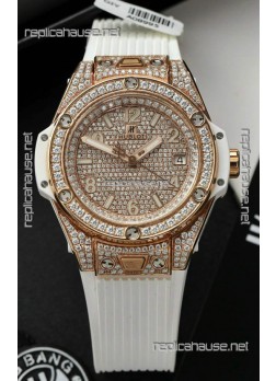 Hublot Big Bang One Click Diamonds Paved Dial Rose Gold Swiss Replica Watch 39MM