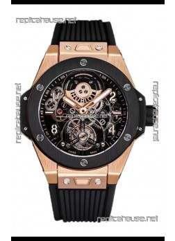 Hublot Big Bang Tourbillon Rose Gold Casing Ceramic Bezel Watch in 45MM 1:1 Mirror Replica