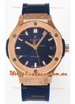 Hublot Super Clone Classic Fusion Rose Gold 38MM 1:1 Mirror Replica Watch Blue Dial