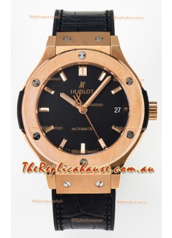Hublot Super Clone Classic Fusion Rose Gold 38MM 1:1 Mirror Replica Watch Black Dial