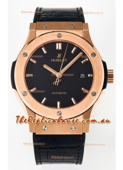 Hublot Super Clone Classic Fusion Rose Gold 42MM 1:1 Mirror Replica Watch Black Dial