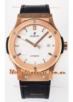 Hublot Super Clone Classic Fusion Rose Gold 42MM 1:1 Mirror Replica Watch White Dial