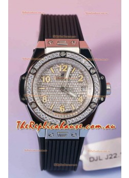Hublot Big Bang One Click Mossanites Paved Dial Swiss Replica Watch