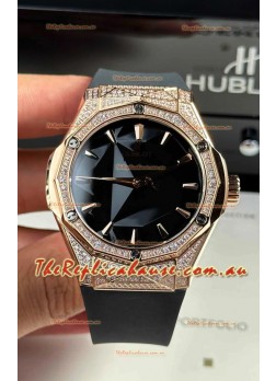 Hublot Classic Fusion Orlinski Diamonds Paved Black Dial Swiss Replica Watch