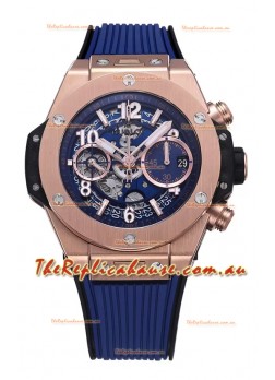Hublot Big Bang Unico Blue Rose Gold Casing 1:1 Mirror Edition Swiss Replica Watch