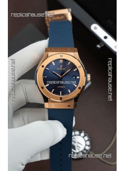 Hublot Super Clone Classic Fusion Titanium Rose Gold Blue Dial 42MM Watch