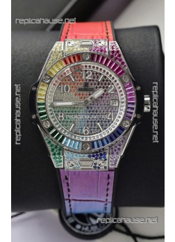 Hublot Big Bang One Click King White Dial Rainbow Diamonds 39MM Watch 