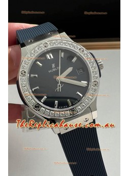 Hublot Classic Fusion Stainless Steel 33MM Blue Dial Swiss Quartz Movement Watch 1:1 Mirror Quality