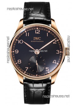 IWC Portugieser Automatic 40 IW358401 Black Dial in Rose Gold Casing Mirror Replica Watch 