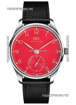IWC Portugieser Automatic 40 IW3583 Red Dial in Stainless Steel 1:1 Mirror Replica Watch 