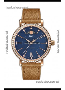 IWC Portofino IW6596 Automatic Moon Phase Rose Gold Casing Watch in Blue Dial 37MM