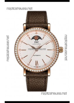 IWC Portofino IW6596 Automatic Moon Phase Rose Gold Casing Watch in White Dial 37MM
