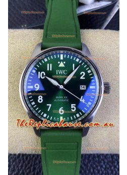 IWC Pilot MARK Series IW328205 1:1 Mirror Swiss Replica Watch in Green Dial Rubber Strap