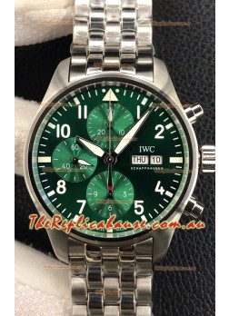 IWC Pilot Chronograph Edition Green Dial in 904L Steel Casing 1:1 Mirror Replica Watch