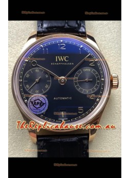 IWC Super Clone Portugieser Swiss 1:1 Mirror Replica Watch Rose Gold in Black Dial 