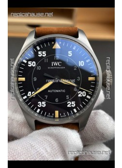 IWC Super Clone Spitfire Black Dial Titanium Swiss Replica Watch 