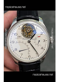 IWC Portuguese Genuine Swiss Tourbillon Movement Steel Watch in White Dial